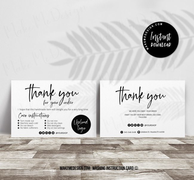 Modern Washing Instructions,  Washing Instructions Card Template