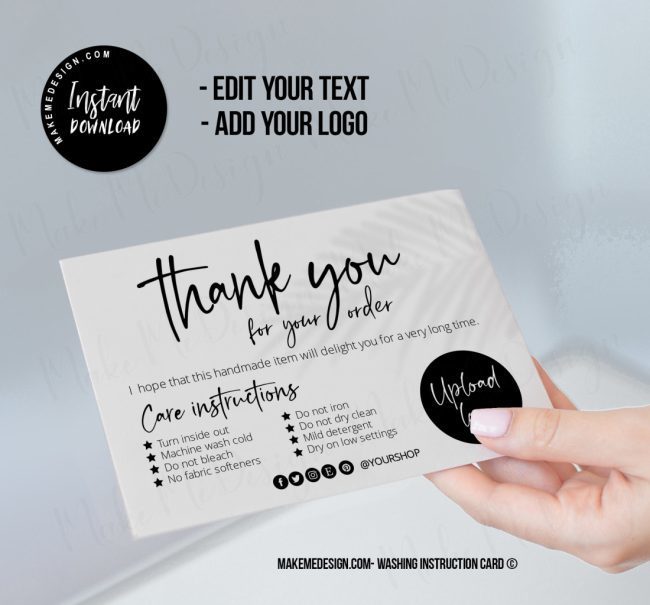 Modern Washing Instructions,  Washing Instructions Card Template