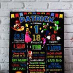 Mario Chalkboard Sign Birthday,  Chalkboard Milestone Poster