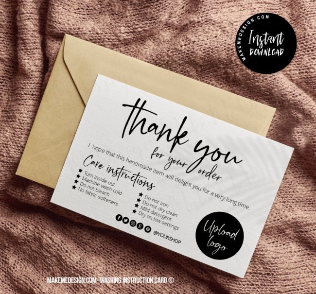 Modern Washing Instructions,  Washing Instructions Card Template