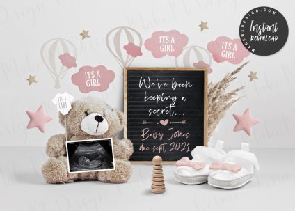 For Girl Pregnancy Announcement,  Pregnancy Announcement Digital