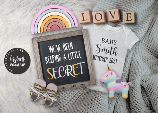 Rainbow Pregnancy Announcement,  Digital Pregnancy Announcement
