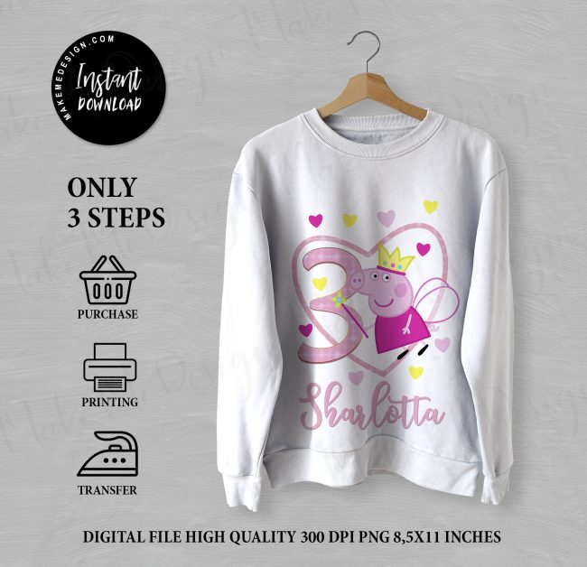 Peppa Pig T Shirt Birthday Party, Peppa Pig Shirt Add Any Name