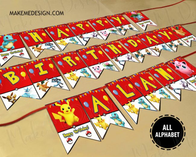 Pokemon Birthday Banner,  Custom Pokemon Banner
