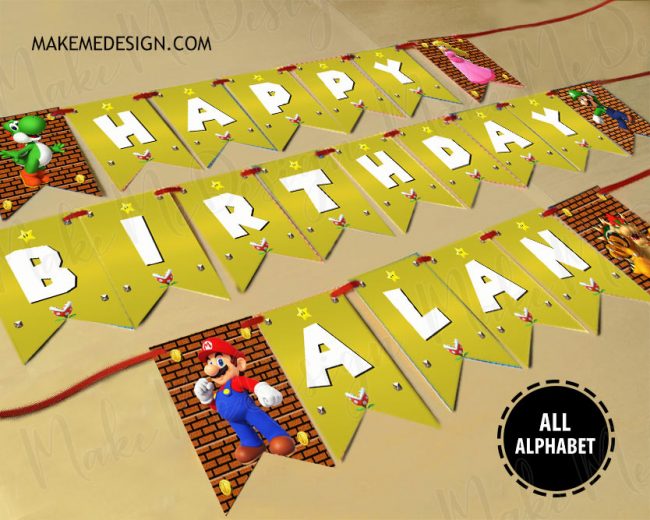 Mario Birthday Banner,  Happy Birthday Banner Mario