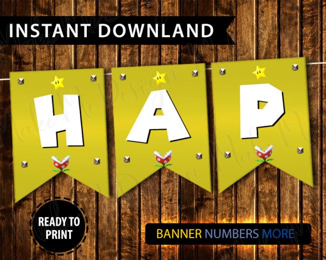 Mario Birthday Banner,  Happy Birthday Banner Mario