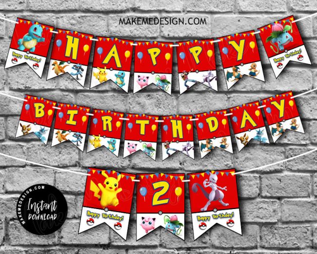 Pokemon Birthday Banner,  Custom Pokemon Banner