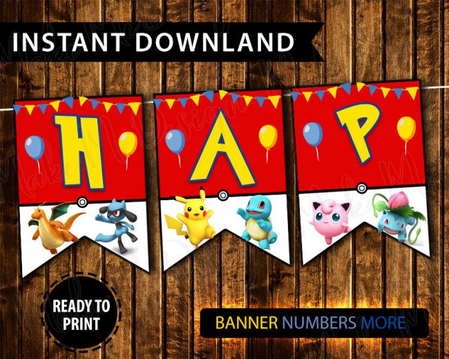 Pokemon Birthday Banner,  Custom Pokemon Banner