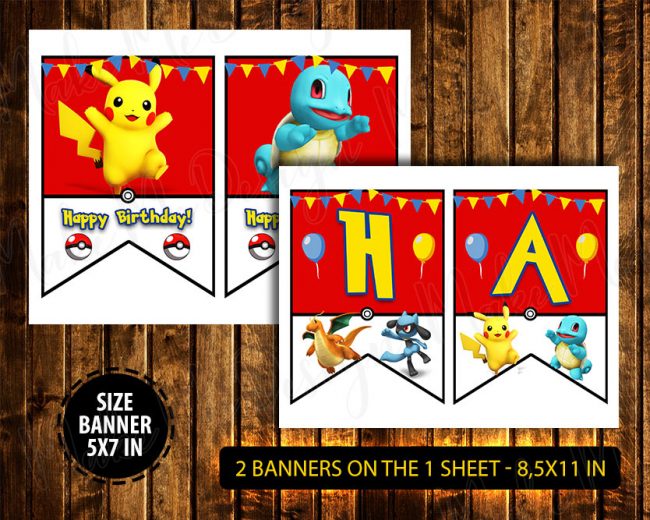 Pokemon Birthday Banner,  Custom Pokemon Banner