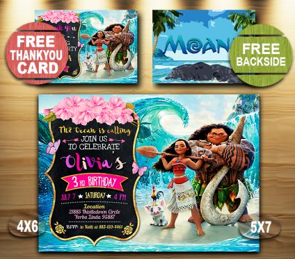 Moana Invitation,  Moana Birthday Invitations Girl