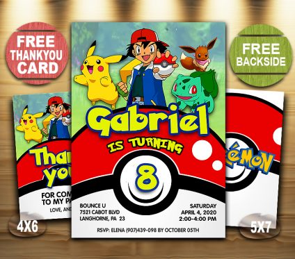 Pokemon Invitation,  Pokemon Invitations Printables