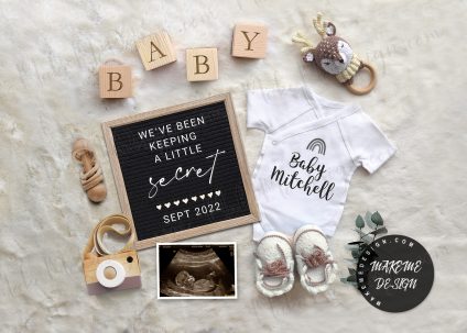 Woodland Pregnancy Announcement,  Editable Social Media Pregnancy Announcement