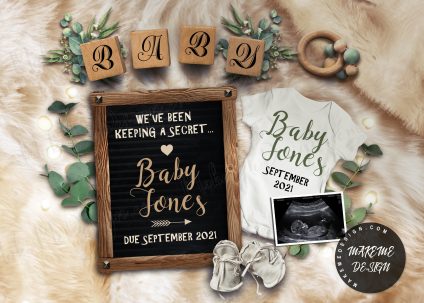 Pregnancy Announcement,  Editable baby Announcement Digital for Social Media