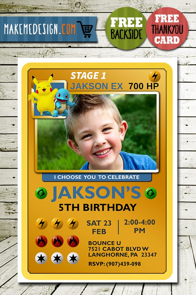 Pokemon Invitation,  Pokemon Party Invites Birthday Invitations