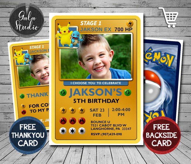 Pokemon Invitation,  Pokemon Party Invites Birthday Invitations